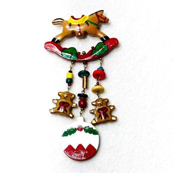 Vintage Hand Painted Christmas Brooch - Picture 1 of 6
